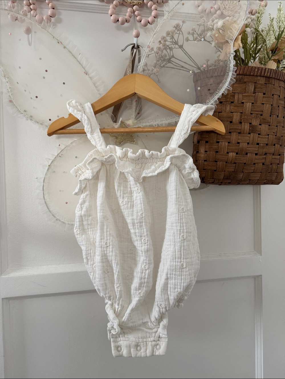 Cat & Jack Flower embroidered onesie